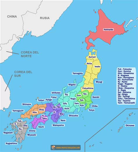 Regiones Y Prefecturas De Japón Proyecto Viajero