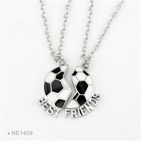 6sets Lot Silver Best Friends BFF Necklace Soccer Football Shape