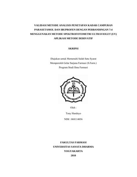 Pdf Validasi Metode Analisis Penetapan Kadar Ii Validasi