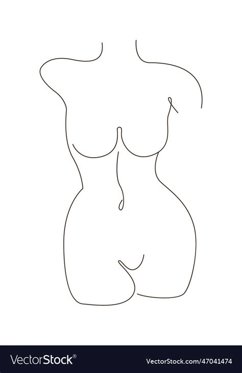 Lined Female Front Body Part Royalty Free Vector Image