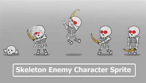 Skeleton Enemy Character Sprite Gamedev Market