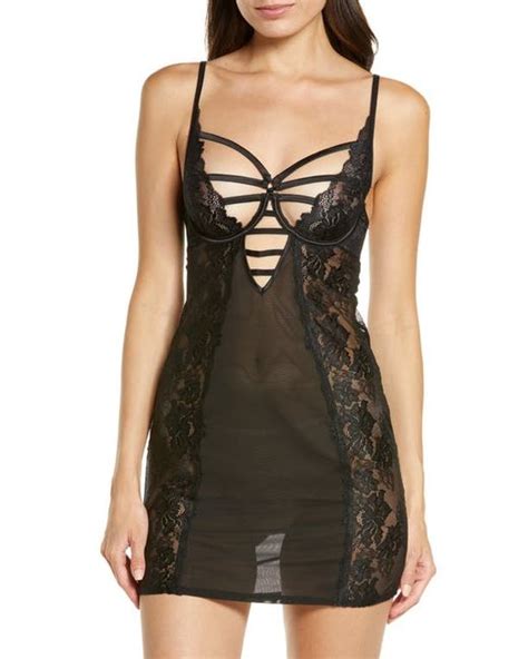 Hunkemoller Lace Mesh Underwire Open Cup Chemise In At In Black Stylemi