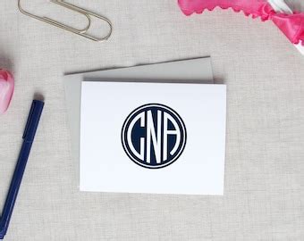 Monogram Folded Note Cards Set Of 10 Personalized Stationery Etsy