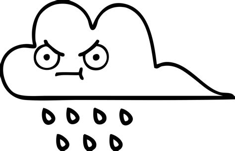 line drawing cartoon storm rain cloud 10565216 Vector Art at Vecteezy