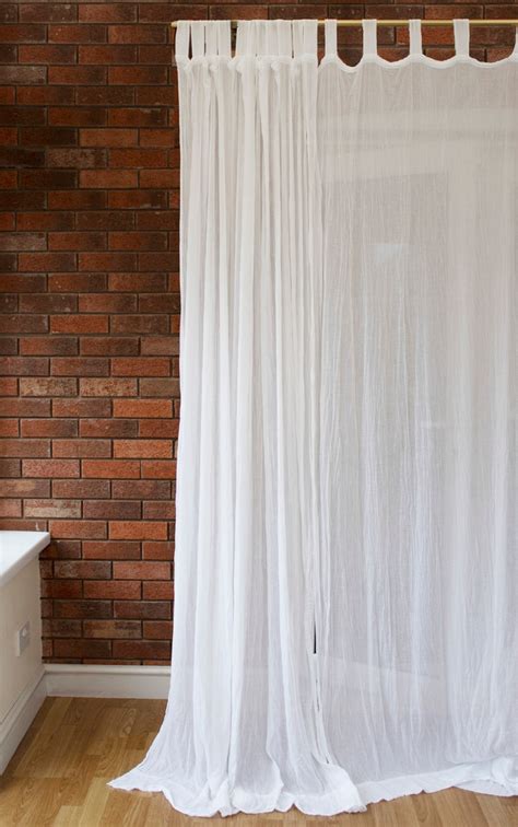 White Cotton Curtain Panel Egyptian Cotton Muslin Tab Top Etsy