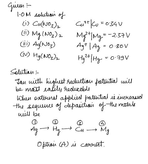 A Solution Containing 1 0 M Each Of Cu NO 3 2 Mg NO 3 2