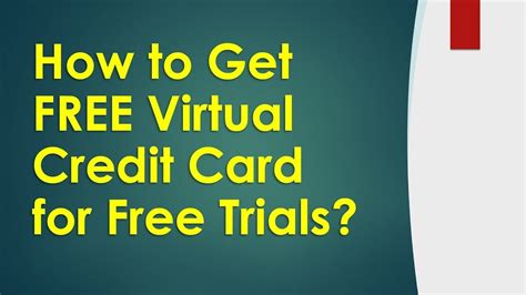 How To Get A Free Virtual Credit Card For Free Trials Youtube