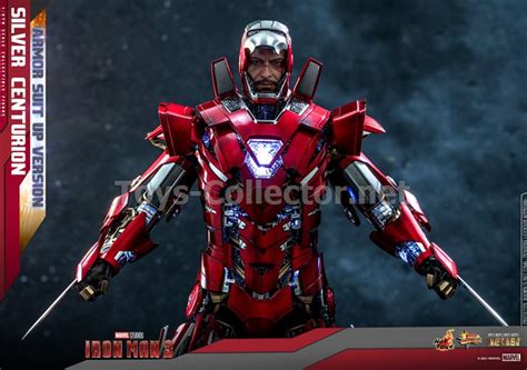 Hot Toys MMS618D43 1 6 Iron Man 3 Silver Centurion Armor Suit Up Version KU