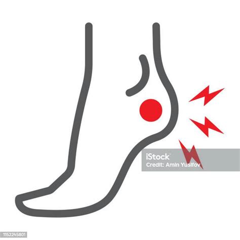 Pijn In De Hiel Lijn Icoon Lichaam En Pijnlijk Voetpijn Teken Vector
