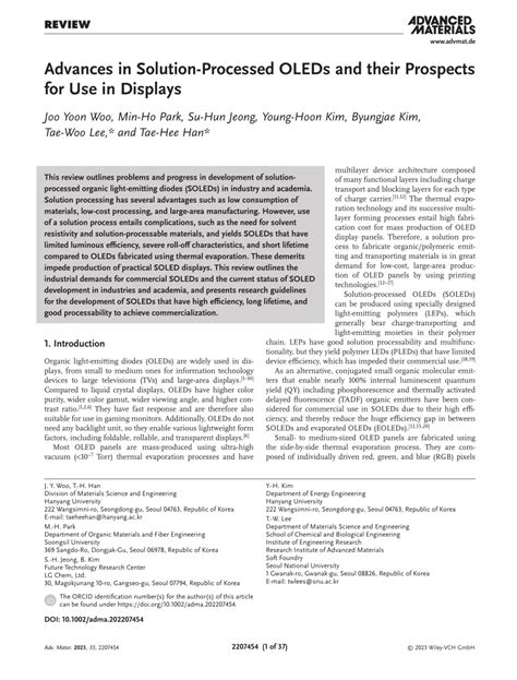 Advances in Solution‐Processed OLEDs and their Prospects for Use in ... 