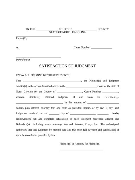 Satisfaction Judgment Doc Template Pdffiller