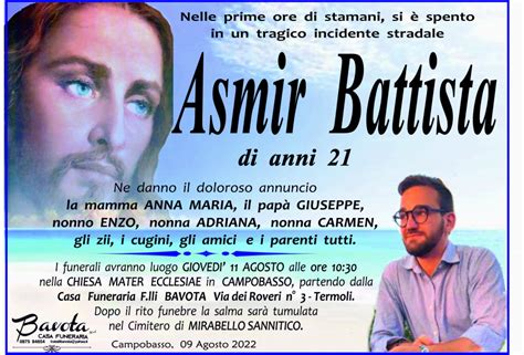 Necrologi Today Annuncio Asmir Battista