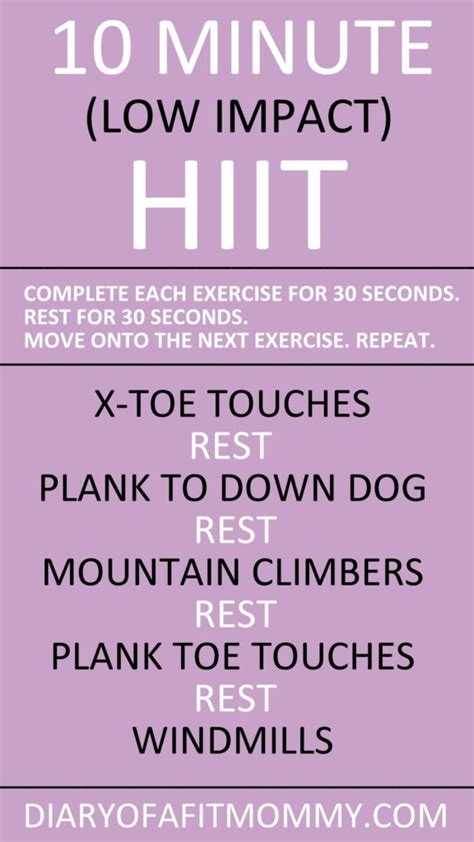 10 Minute Low Impact Home Hiit Workout Diary Of A Fit Mommy