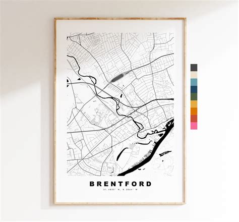 brentford map print minimalist city map poster map art london uk brentford print