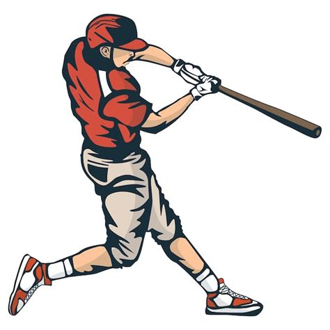 Premium Vector Illustration Of A Baseball Player Swinging A Bat At A Ball