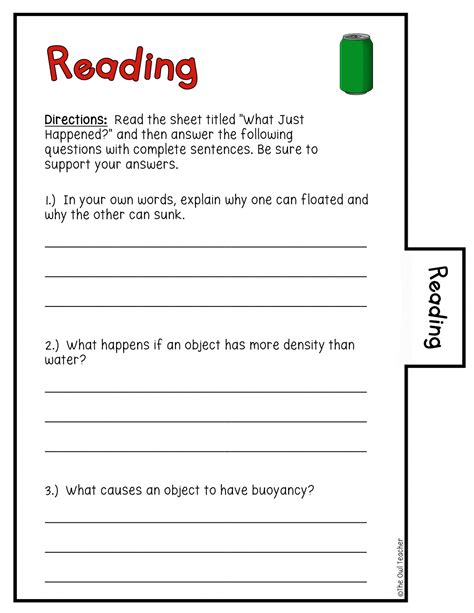 Density And Buoyancy Investigation Booklet Printable And Digital The Owl Teacher