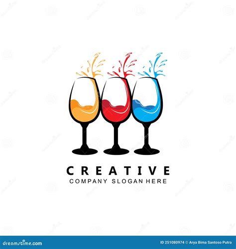 Sparkling Wine Glass Logo Icon Vector Cafe Inspiration Template