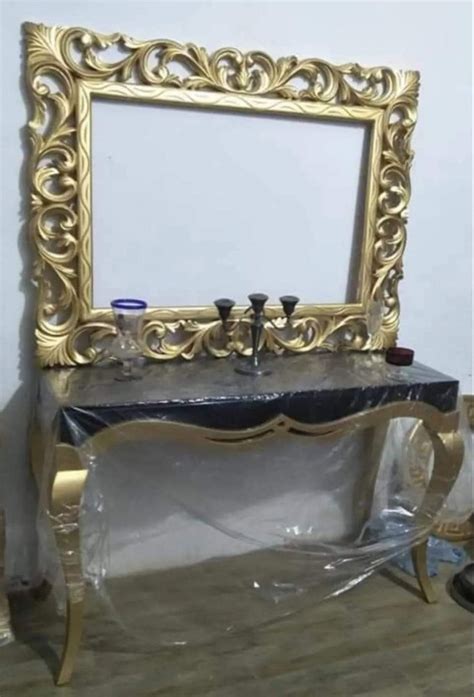 Golden Rectangular Brass Table Top Mirror For Home Size X X Inch