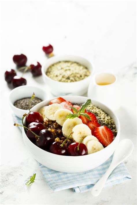 Healthy Fruit Bowl for Breakfast Stock Photo - Image of fruit, crunchy ...