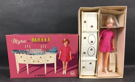 Lot VINTAGE MARX MYRA WITH BUFFET INCLUDES 8½ DOLL WITH VINYL HEAD ROOTED BLONDE HAIR ON