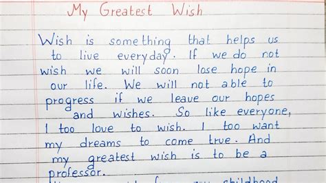 Write A Short Essay On My Greatest Wish Essay Writing English Youtube