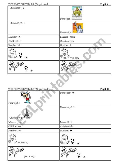 The Fortune Teller Pair Work Esl Worksheet By Sandlo