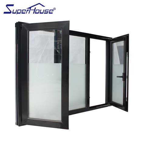 Superhouse Double Glazed Windows Aluminum Frame Tempered Glass Swing Window Aluminum Sliding