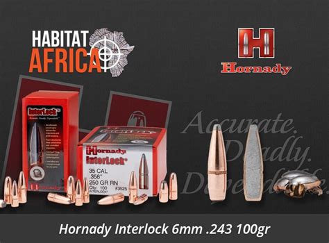 Hornady Interlock 6mm 243 100gr Bullets 100pts Habitat Africa Bullets