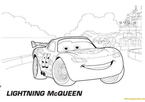 Cars Lightning Mcqueen Tier Blast A4 Disney Coloring Page Printable