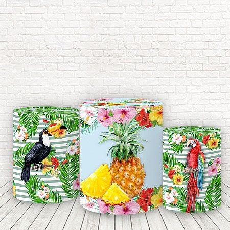 Trio De Capas Cilindros Tecido Sublimado Tropical Wcc Wear