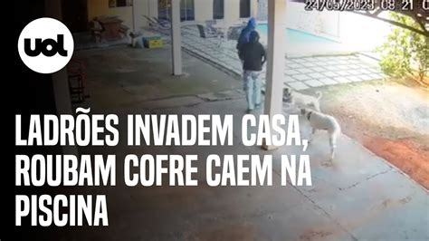 Homens Invadem Casa Roubam Cofre E Caem Na Piscina Durante Fuga Em Mt