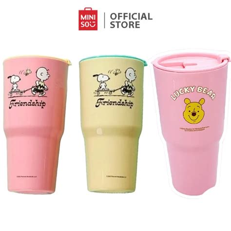 Miniso Snoopy Summer Travel Collection Plastic Tumbler With Flip Lid