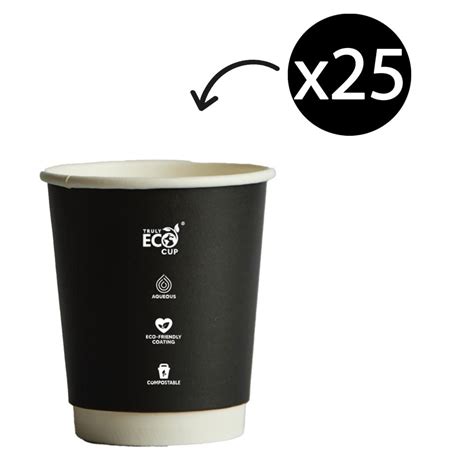 Truly Eco Double Wall Coffee Cup Black Oz Pack Winc