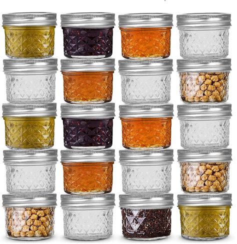 Ash & Roh® - Mason Jar BPA-Free Mini Canning Jars with Regular Lids and Bands Jelly Jars for Jam ...