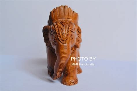 Brown Sandalwood Fine Hand Carved Elephant Statue For Home Decor