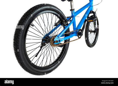 Blue Bmx Bike Tire Isolated Over White Background Stock Photo Alamy