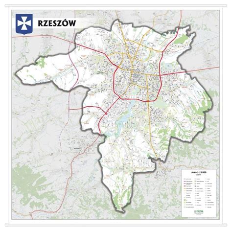 Rzesz W Mapa Cienna Plan Miasta Do Powieszenia