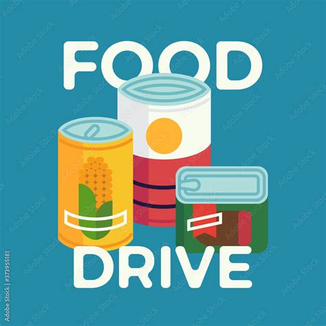 Food Drive simple concept illustration with canned non perishable foods ...