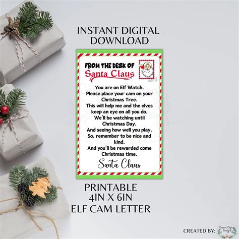 Elf Cam Letter Printable Santa Elf Cam Letter Elf Surveillance Etsy