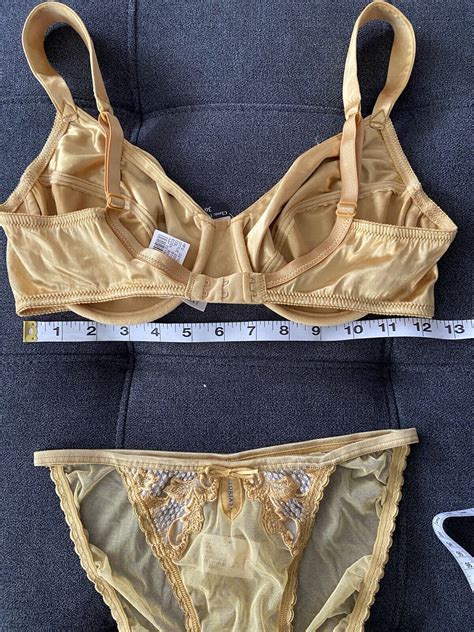 Vintage Victorias Secret Gold Second Skin Satin Bra Gem