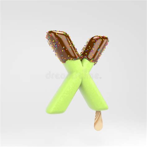 Ice Cream Letter X Uppercase Pistachio Popsicle Font With Hot Chocolate And Sprinkles Isolated