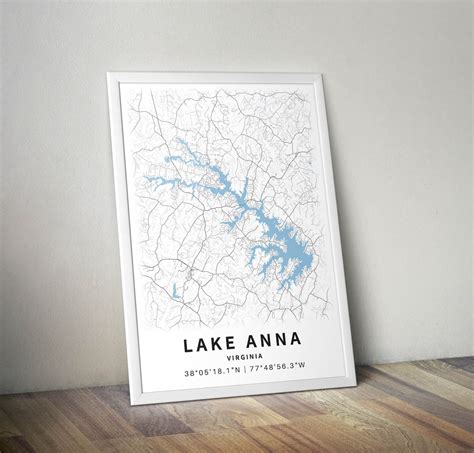 Printable Map Of Lake Anna Virginia United States Instant Etsy