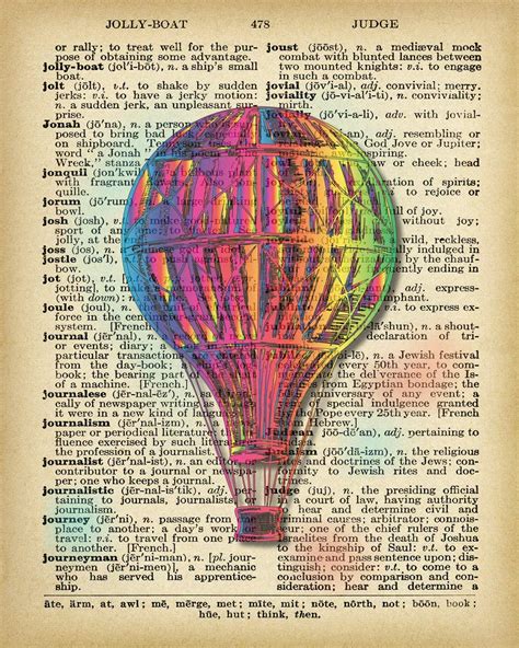 Vibrant Colorful Balloon Dictionary Wall Art Prints Gift For