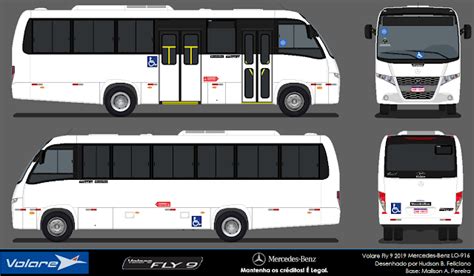 Desenhos de Ônibus Marcopolo Volare Fly 9 2019 Mercedes Benz LO 916