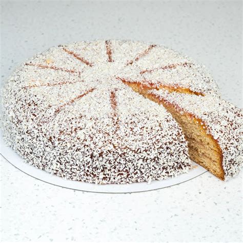 Jam Coconut Cake 12 Slices Sunset Desserts Bakery Supplies Uk