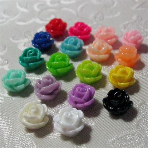 Tiny Resin Flower Beads With Hole 95mm Auroura Borealis Etsy