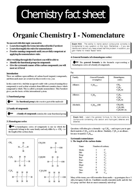 Solution Nomenclature In The Chemistry Fact Sheet Studypool