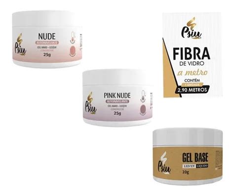 Kit 3 Gel Led Uv Psiu Gel Base Capa Base Nude Pink Nude Parcelamento Sem Juros