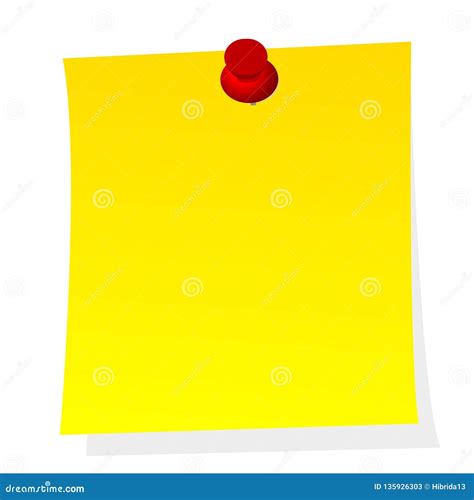 Blank Note Yellow Paper Sticker With Push Pin Stock Vector