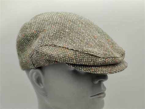 Traditional Irish Donegal Tweed Flat Cap Classic Green Grey Etsy